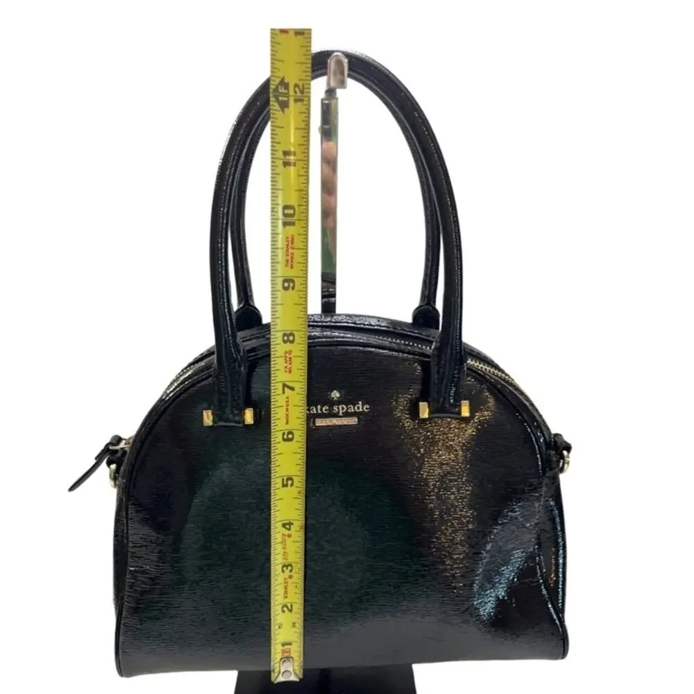 Kate Spade Cedar Street Black Patent Dome Satchel Bag Detachable Strap Dust Bag